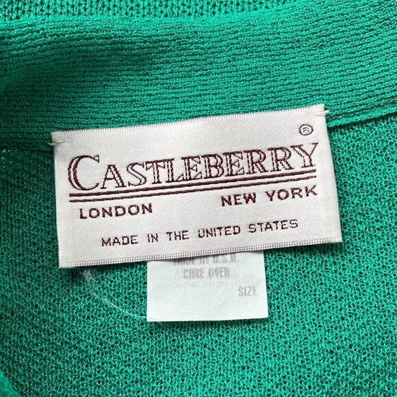 Vtg Castleberry Knit Cardigan Sweater Jacket Hook Open Front Minty Green Size 8 - Picture 6 of 8